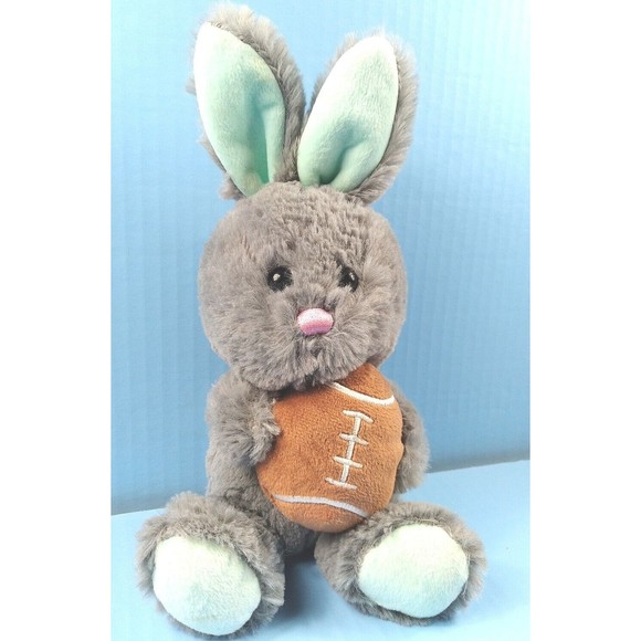 Walmart So Soft Gray Easter Bunny Rabbit Plush 9.5" Stuffed Animal Toy Football - Picture 1 of 7